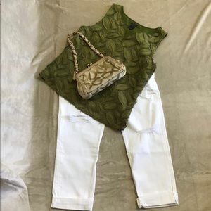 Banana Republic White Distressed Boyfriend Jeans